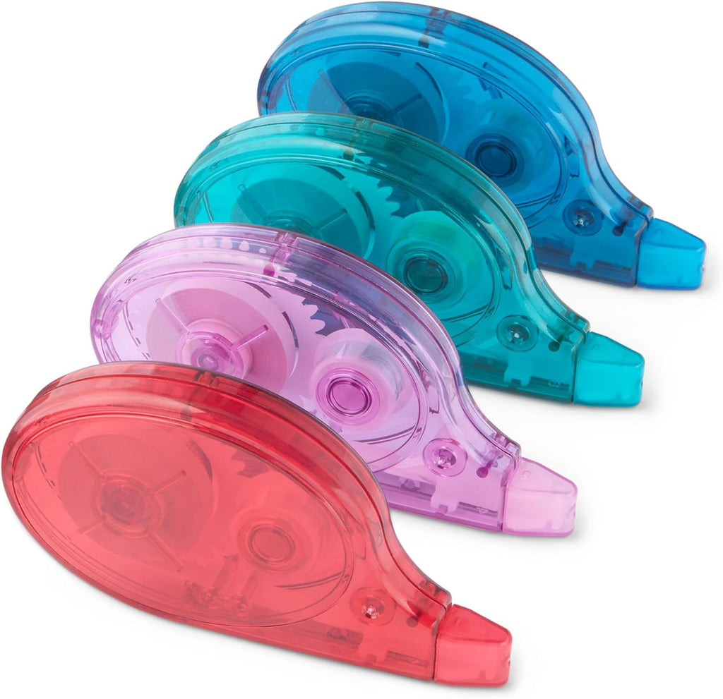 White Out Correction Tape with Dispensers 4 Pack, 39.3 ft Each, Multi-Color