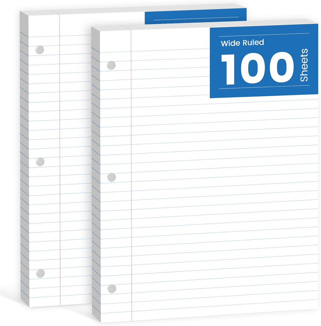 Loose Leaf Notebook Paper 8.5 x 11, College Ruled, 3-Hole Punched, 200 Sheets (2 Pack)