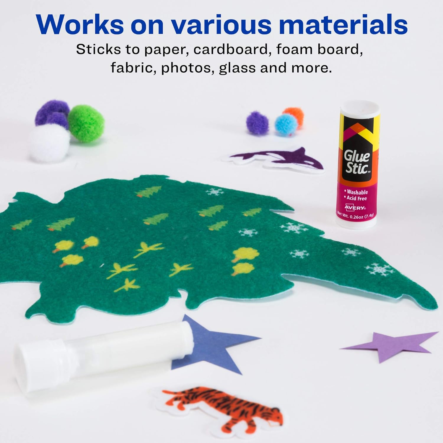 Avery Glue Stick White, Washable, Nontoxic, 0.26 oz, 6 Pack