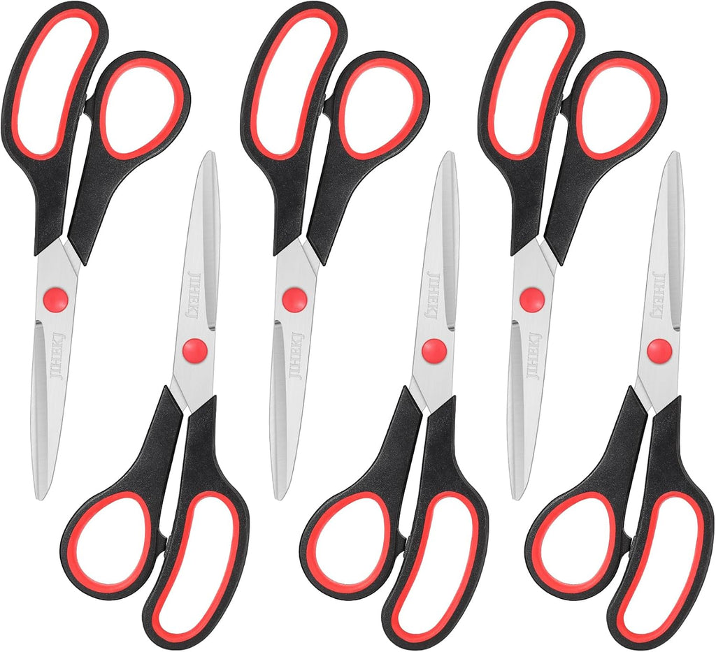All-Purpose Scissors 6 Pack, Stainless Steel, Black Handles