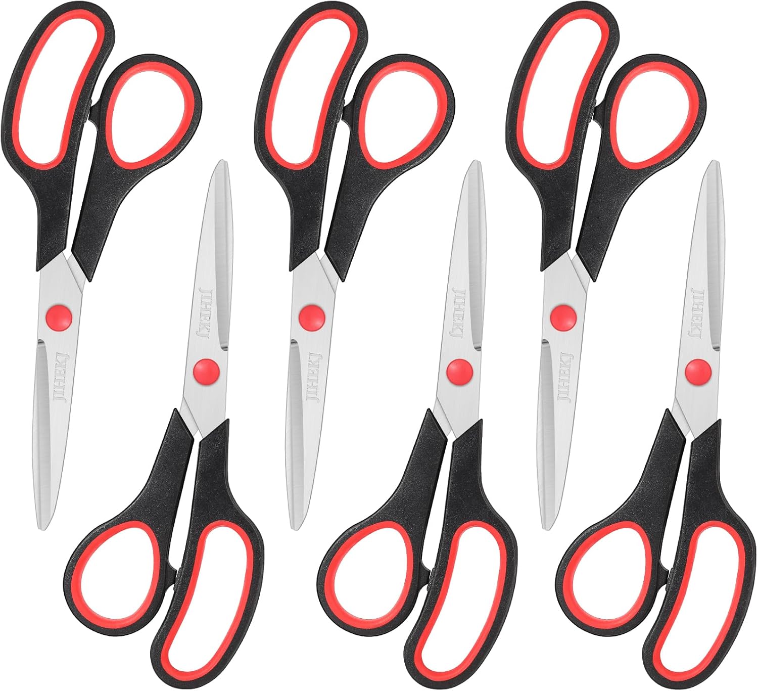 All-Purpose Scissors 6 Pack, Stainless Steel, Black Handles