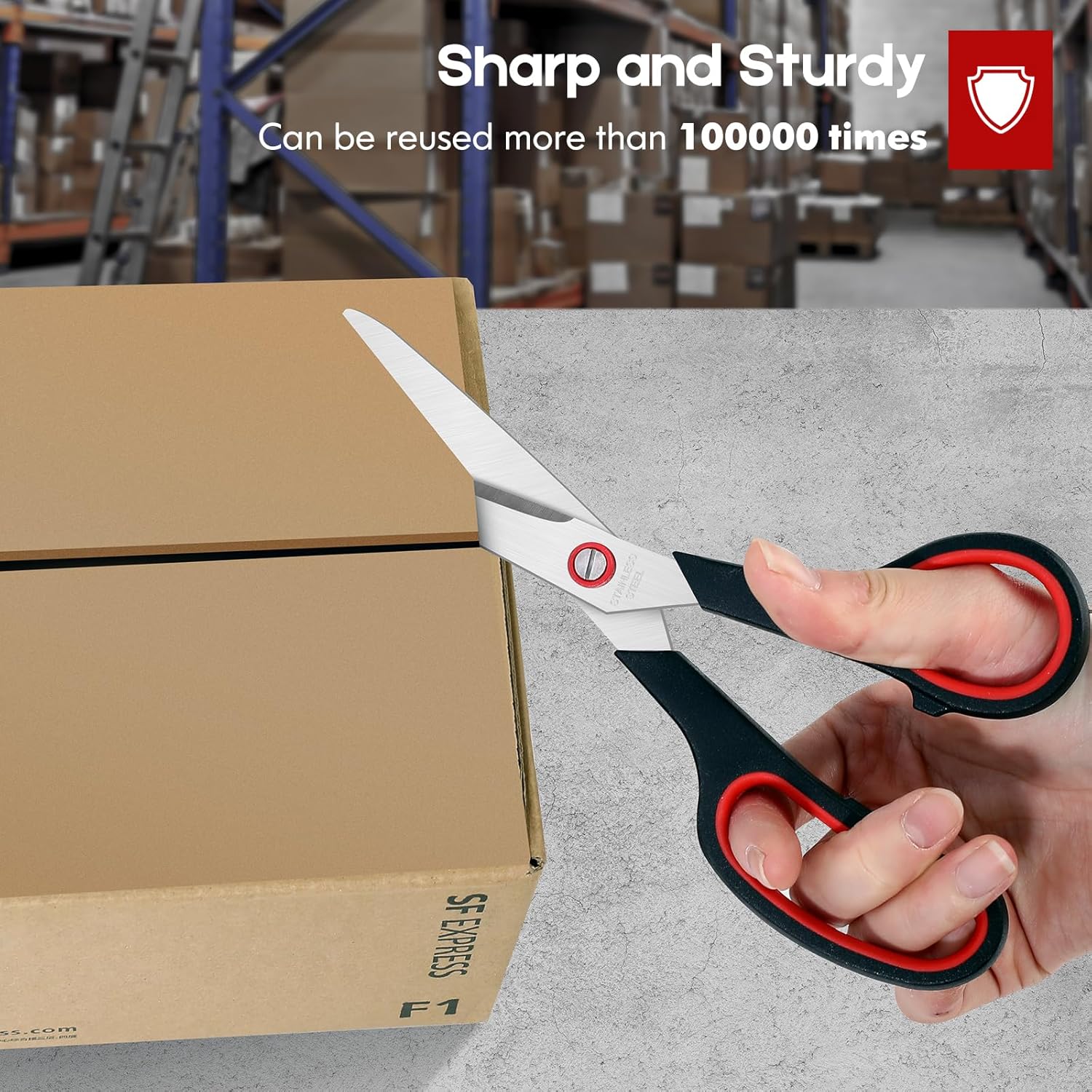 All-Purpose Scissors 6 Pack, Stainless Steel, Black Handles