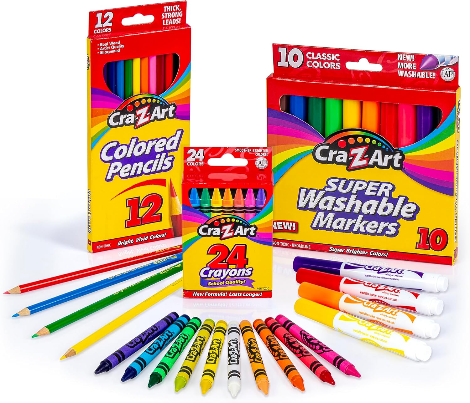 Cra-Z-Art Classic Bundle 46-Piece Crayons, Markers & Colored Pencils Set